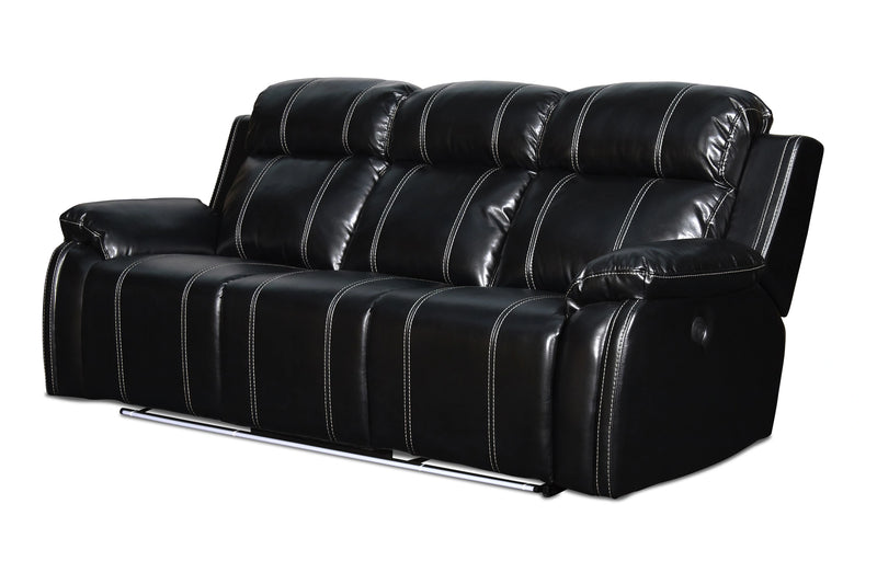 FUSION DUAL RECLINER SOFA W/PWR FTRST-EBONY