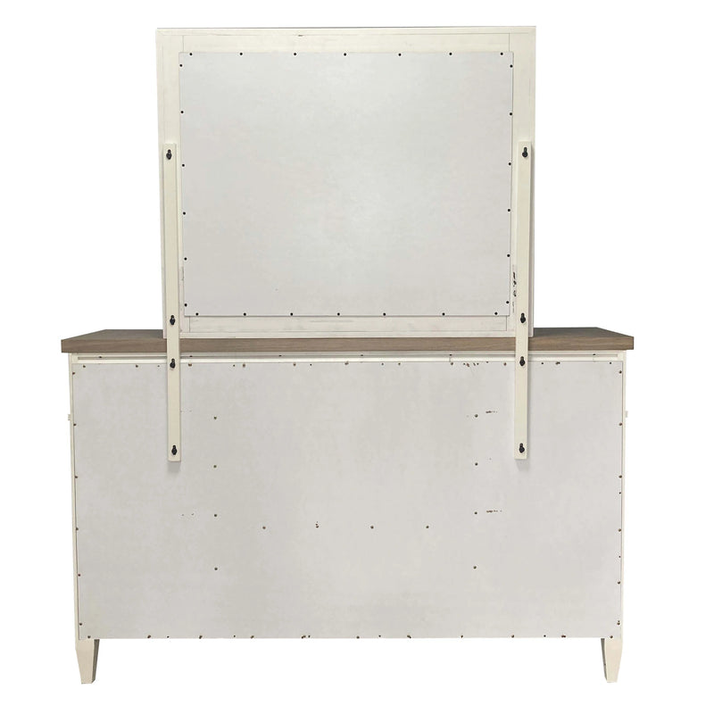 Parker House Americana Modern Bedroom King Shelter Bed with 2 Nightstands and Dresser with Mirror