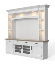 Parker House Americana Modern 92 Inch TV Console with Hutch Back Panel and LED Lights