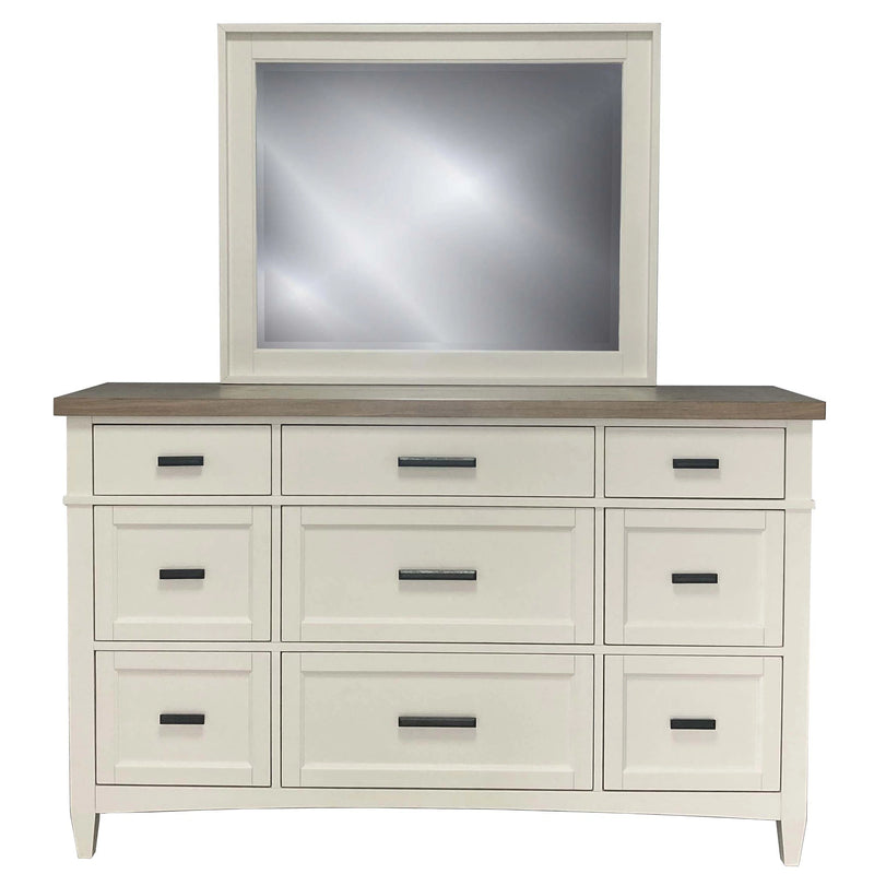 Parker House Americana Modern Bedroom King Shelter Bed 2 Nightstands Dresser with Mirror and Chest