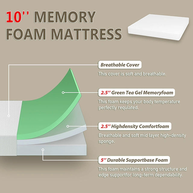 Forsythia 10" E.King Green Tea Gel Memory Foam