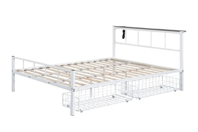 Nicoli Queen Metal Bed With Underbed Storage