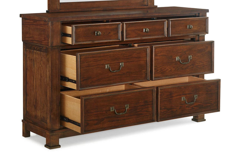 New Classic Furniture Providence 7 Drawer Dresser in Dark Oak