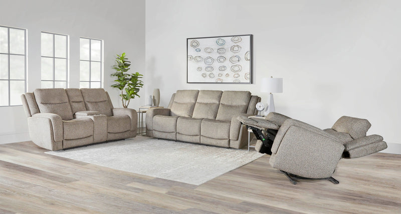 Parker Living Penfield - Frappe Zero Gravity Power Reclining Console Loveseat with Heat Massage and Speaker P3