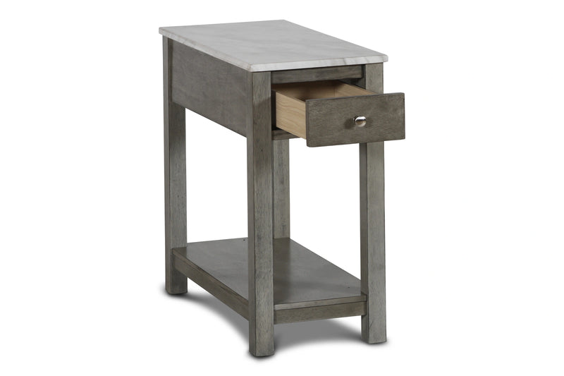 NOAH END TABLE WITH DRAWER-GRAY W/FAUX MARBLE TOP