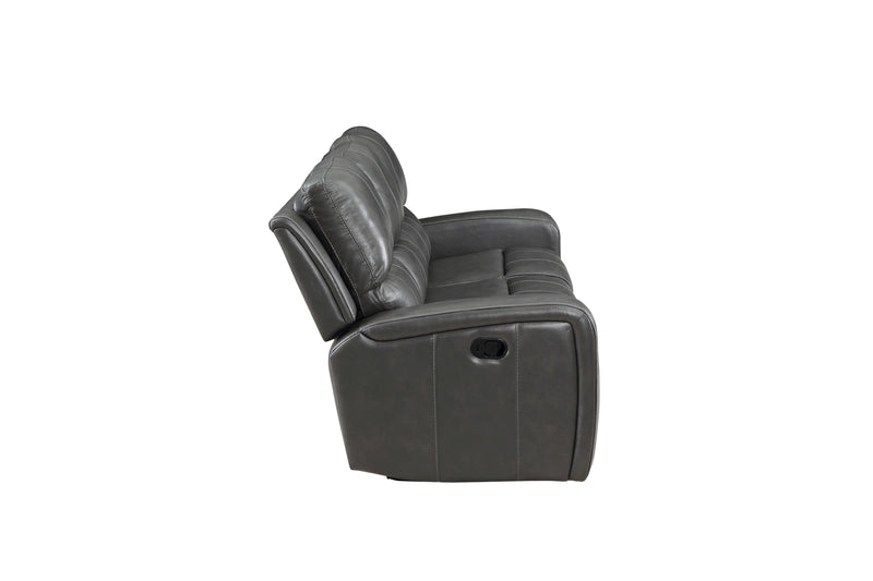 LINTON LEATHER SOFA W/ PWR FR-GRAY