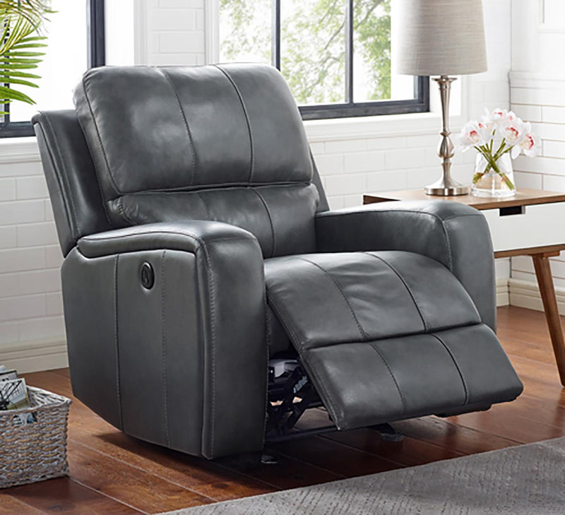 New Classic Furniture Linton Glider Recliner with Power Footrest in Gray