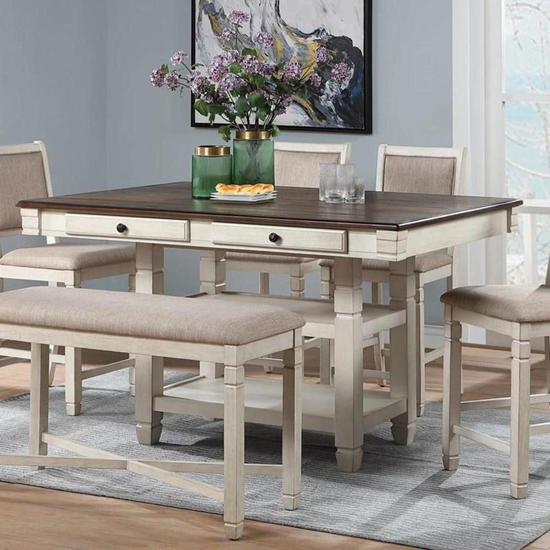 New Classic Furniture Prairie Point Rectangular Counter Height Table in White