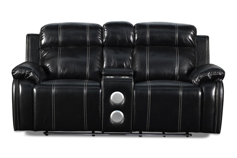 New Classic Fusion Console Loveseat with Power Foot Rest in Ebony