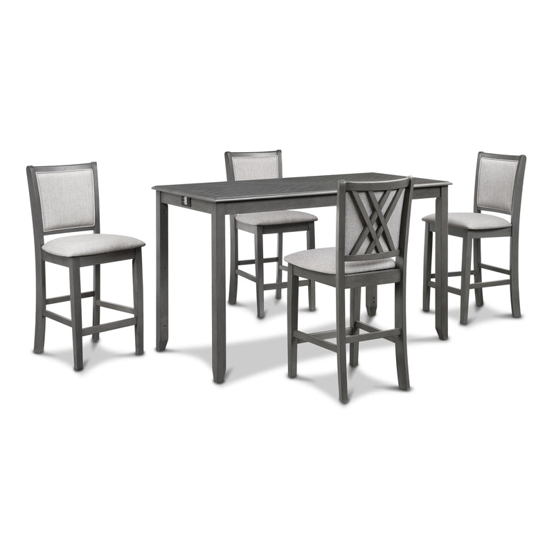 AMY 60" COUNTER TABLE+CHAIRS W/STG (5 PCS) -GRAY