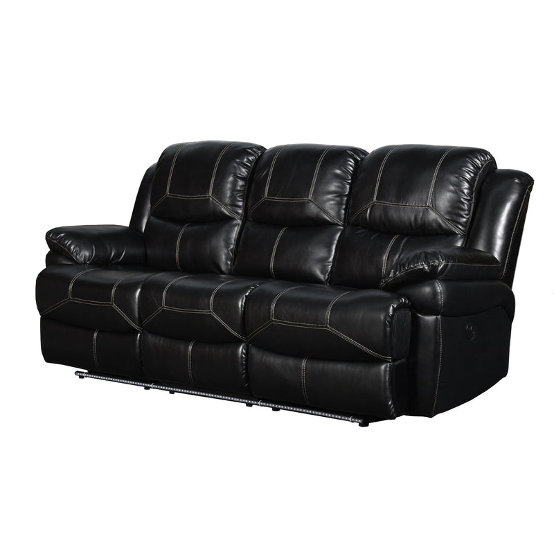 FLYNN SOFA W/LIGHTED BASE & PWR FR-BLACK