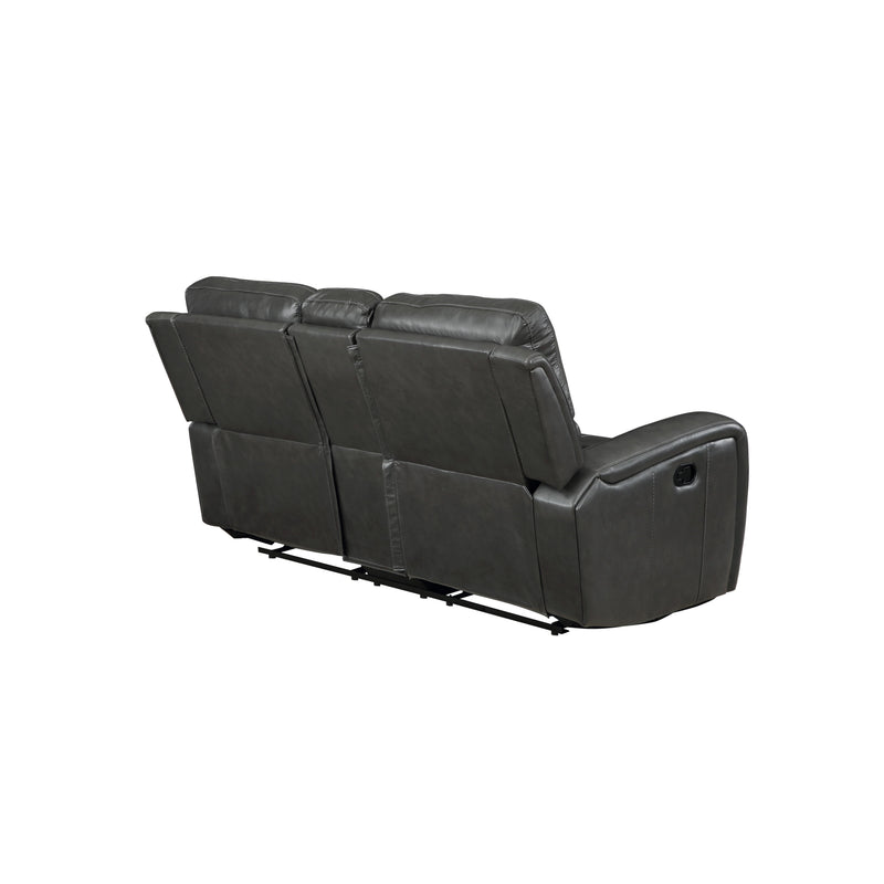 LINTON LEATHER CONSOLE LOVESEAT W/ PWR FR-GRAY