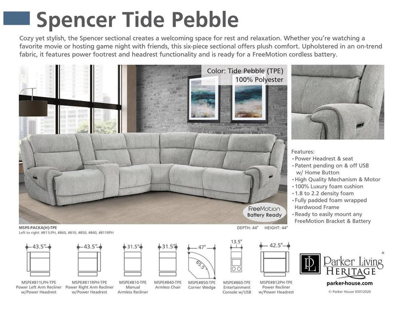 Parker House Spencer Armless Recliner