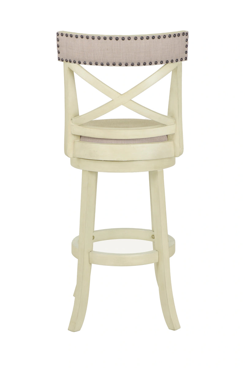 YORK 29" BAR STOOL-ANT WHITE W/FABRIC SEAT