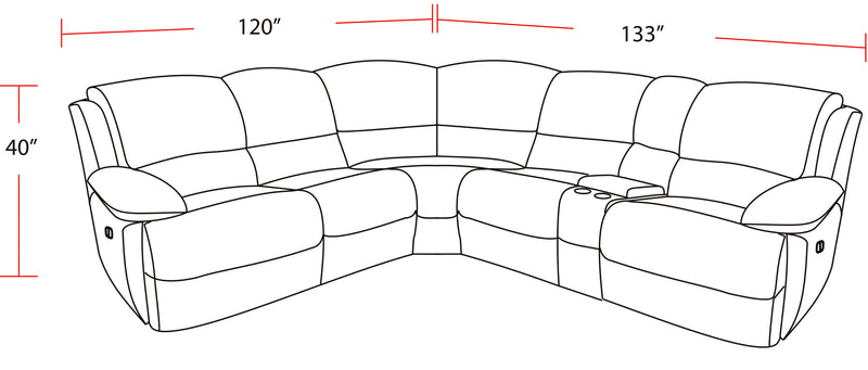 Parker Living Spartacus - Haze 6 Piece Modular Power Reclining Sectional with Power Adjustable Headrests