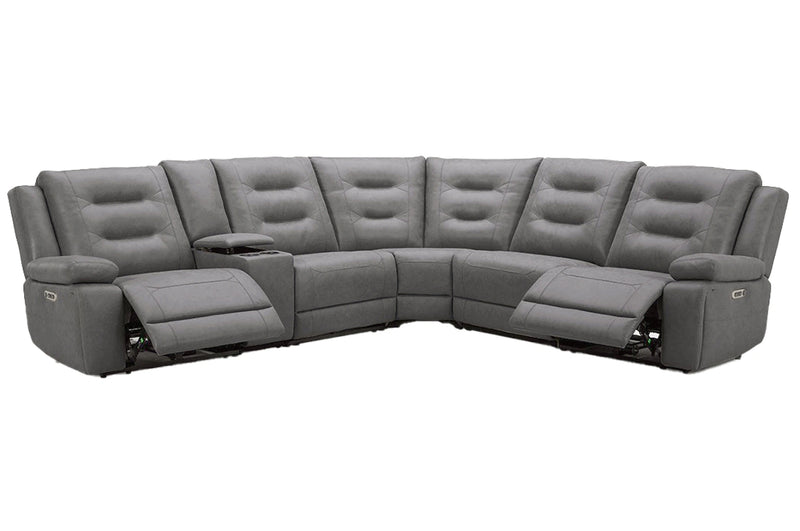 Parker Living Caldwell Fog 6 Piece Modular Power Reclining Sectional with Power Adjustable Headrests