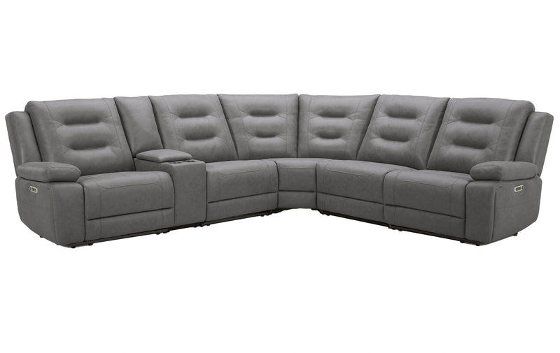 Parker Living Caldwell Fog 6 Piece Modular Power Reclining Sectional with Power Adjustable Headrests