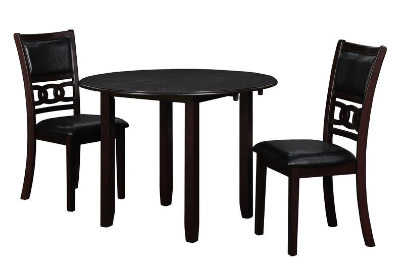 GIA 42" DINING DROP LEAF TABLE W/2 CHAIRS-EBONY