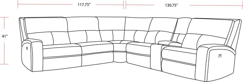 Parker Living Polaris - Kahlua 6 Piece Modular Power Reclining Sectional with Power Adjustable Headrests