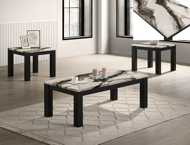 Ivy 3-Pk Cktl Set Faux Marble White