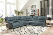 Parker Living Whitman - Verona Azure - Powered By Freemotion 6 Piece Modular Power Reclining Sectional with Power Adjustable Headrests