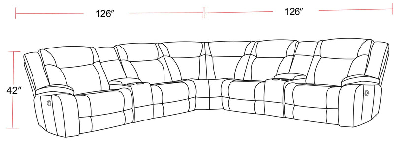 Parker Living Blake - Desert Taupe 7 Piece Modular Reclining Sectional and Entertainment Console
