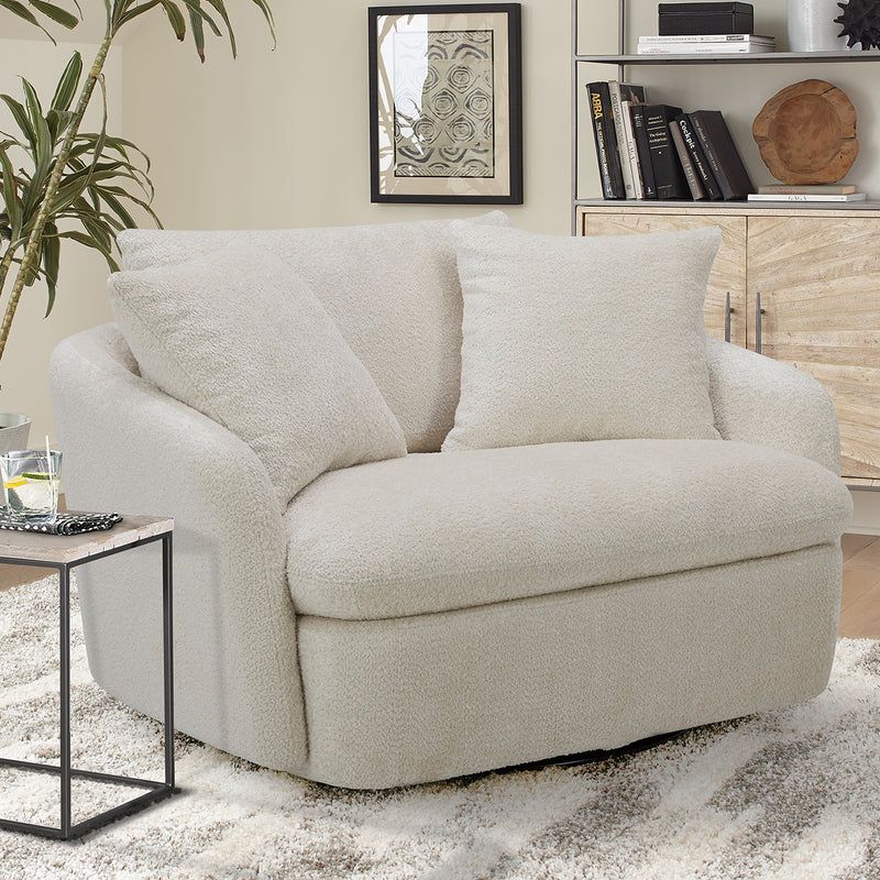 Parker Living Boomer - Utopia Sand Large Swivel Chair with 2 Toss Pillows Two Pack
