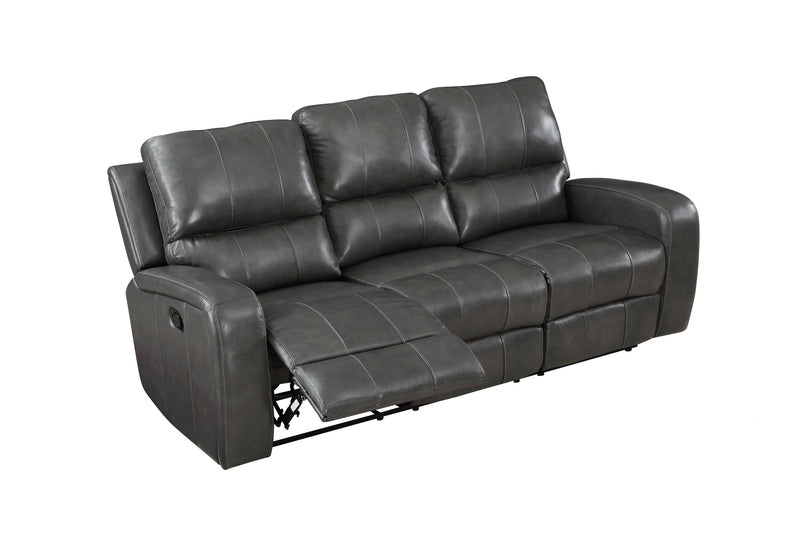 LINTON LEATHER SOFA W/ PWR FR-GRAY
