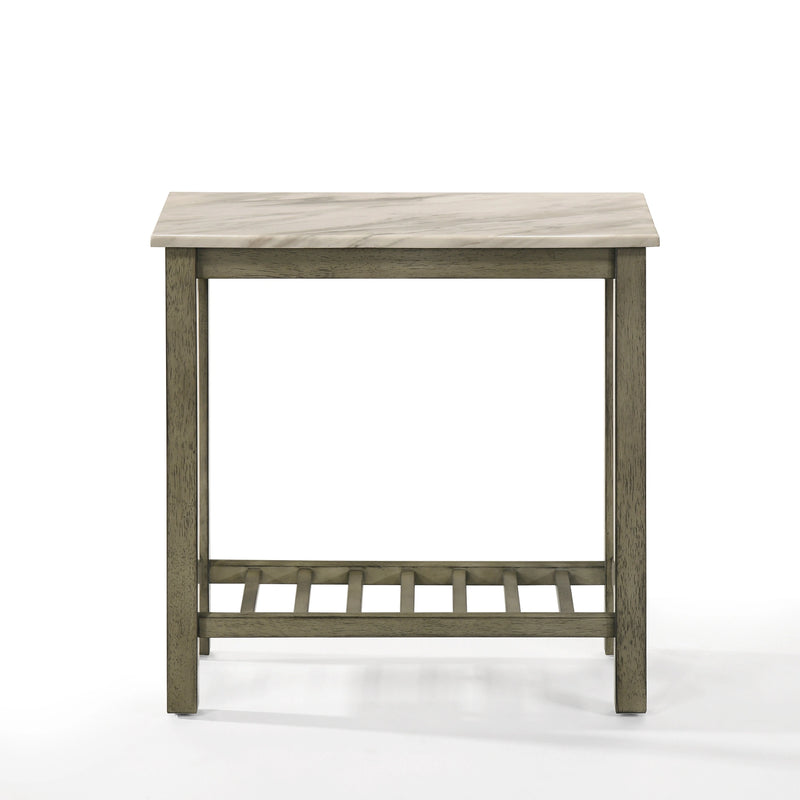 EDEN CHAIRSIDE TABLE-GRAY W/FAUX MARBLE TOP