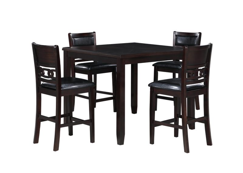 GIA 5PC 42" SQUARE COUNTER TABLE & 4 CHAIRS-EBONY