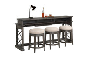 Parker House Sundance - Smokey Grey Cocktail Table with 2 Chairside Tables and Console Table with 3 Stools