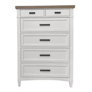 Parker House Americana Modern Bedroom Queen Shelter Bed 2 Nightstands Dresser with Mirror and Chest