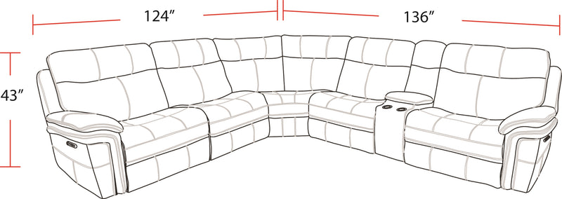 Parker Living Mason - Dark Kahlua 6 Piece Modular Power Reclining Sectional with Power Adjustable Headrests