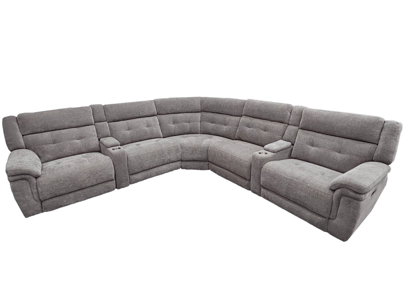Parker Living Richland - Bristol Grey 7 Piece Modular Power Reclining Sectional with Power Adjustable Headrests