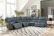 Parker Living Whitman - Verona Azure - Powered By Freemotion 6 Piece Modular Power Reclining Sectional with Power Adjustable Headrests