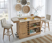 Parker House Escape - Dining 78" Bar with 2 upholstered swivel barstools