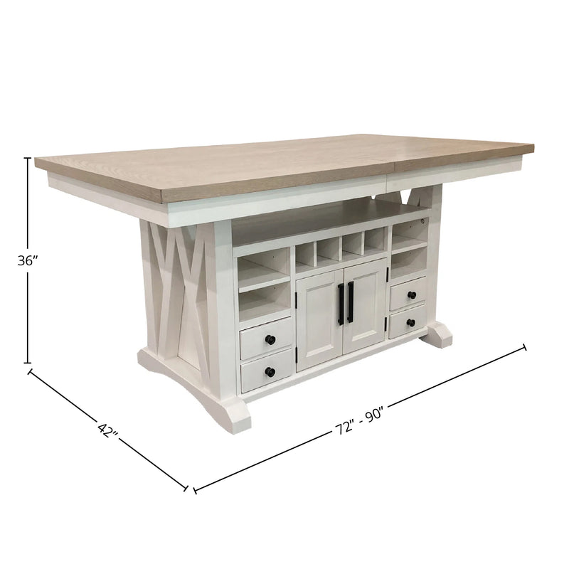 Parker House Americana Modern Dining Island Counter Height Table with 6 upholstered chairs