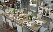 Parker House Americana Modern Dining Extendable Trestle Table with 8 Upholstered Chairs