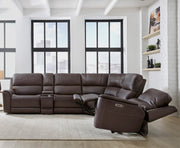 Parker Living Easton - Steamboat Brown 6 Piece Zero Gravity Power Reclining Sectional with Power Adjustable Headrests