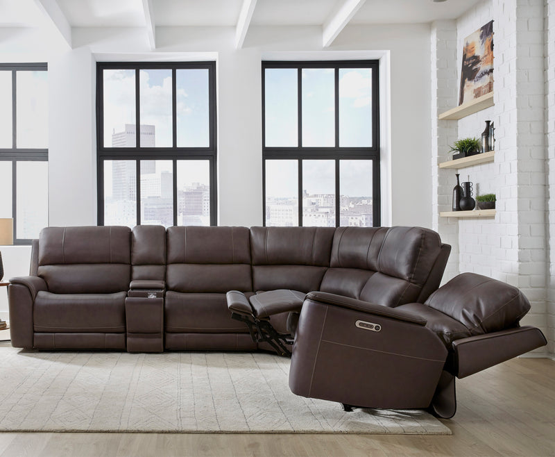 Parker Living Easton - Steamboat Brown 6 Piece Zero Gravity Power Reclining Sectional with Power Adjustable Headrests