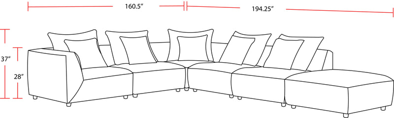 Parker Living Recess - Reptile Blue 6 Piece Modular Sectional