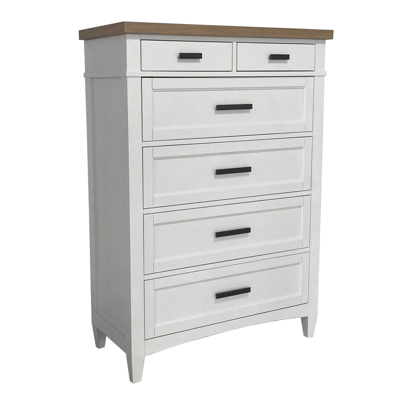 Parker House Americana Modern Bedroom King Shelter Bed 2 Nightstands Dresser with Mirror and Chest