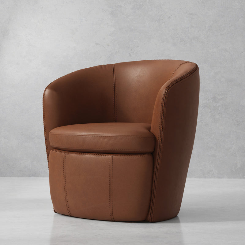 Parker Living Barolo - Vintage Whiskey 100% Italian Leather Swivel Club Chair