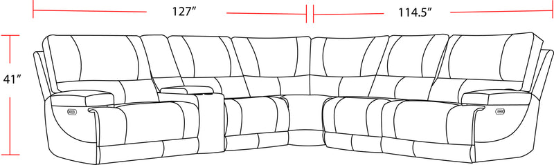 Parker Living Whitman - Verona Coffee - Powered By Freemotion 6 Piece Modular Power Reclining Sectional with Power Adjustable Headrests
