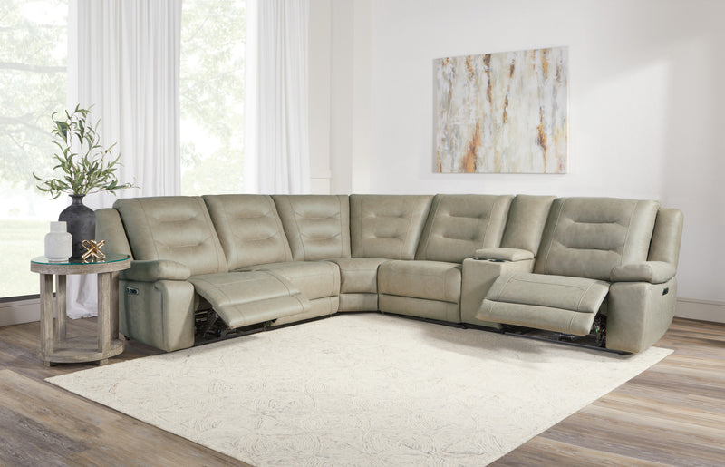 Parker Living Caldwell - Tahoe Fog 6 Piece Modular Power Reclining Sectional with Power Adjustable Headrests