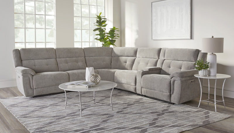 Parker Living Richland - Bristol Grey 6 Piece Modular Power Reclining Sectional with Power Adjustable Headrests