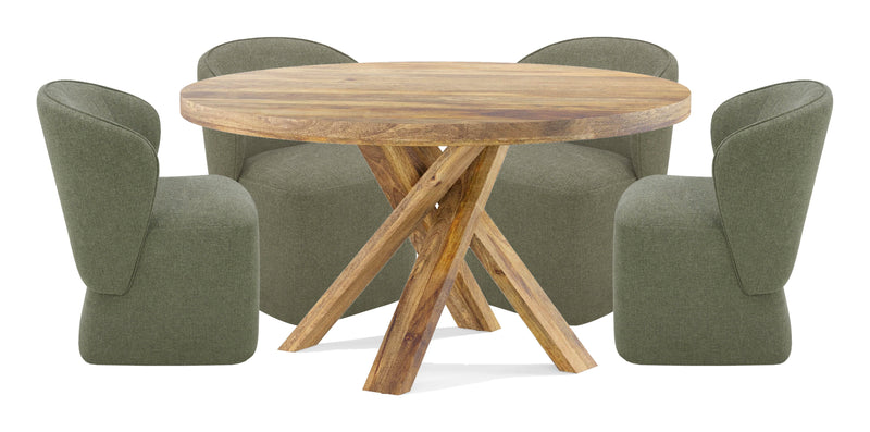 Parker House Crossings - Downtown Dining 60 Inch Round Dining Table With 4 Upholstered Chairs
