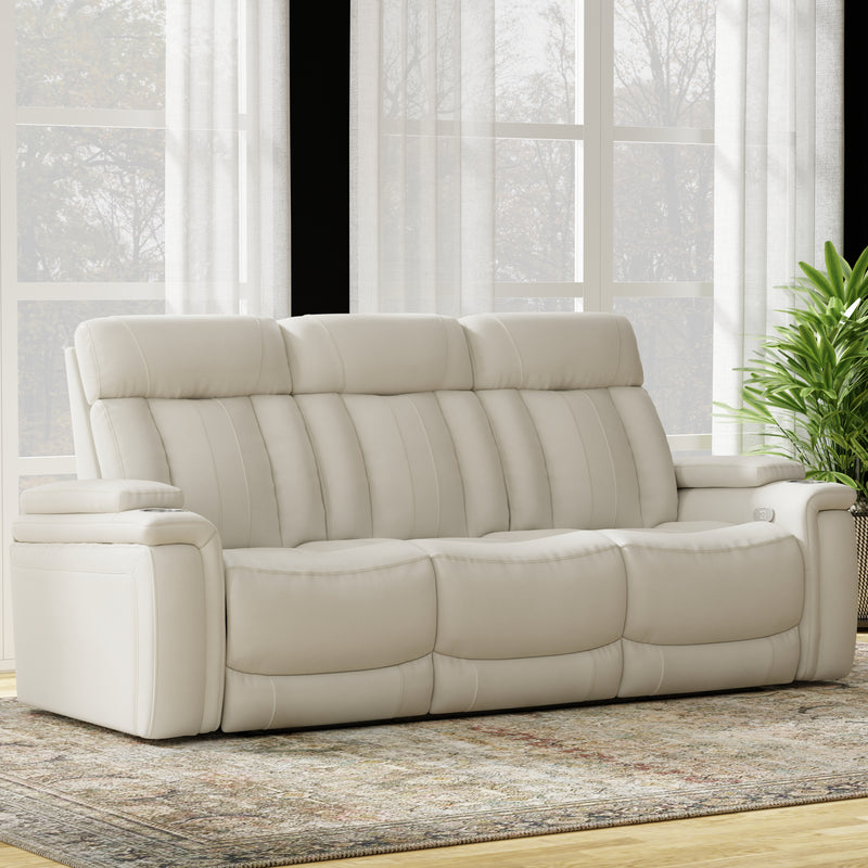 Parker Living Royce - Fantom Ivory Power Reclining Sofa with Drop Down Console