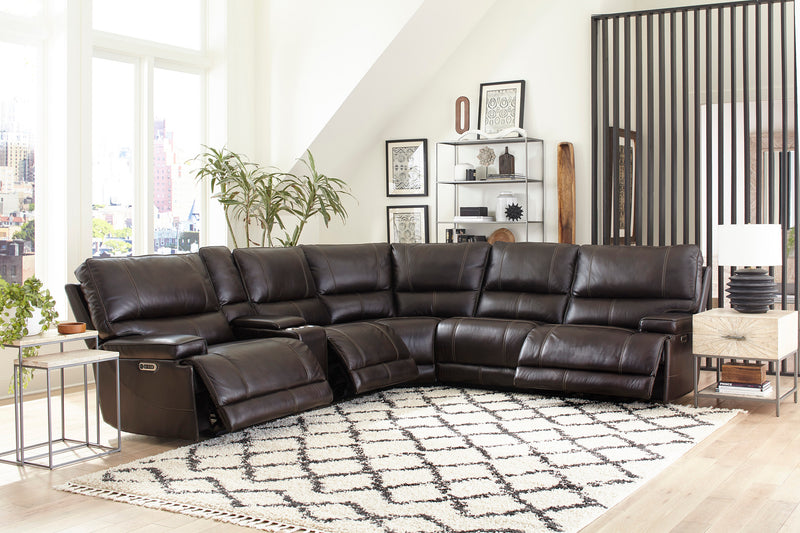 Parker Living Whitman - Verona Coffee - Powered By Freemotion 6 Piece Modular Power Reclining Sectional with Power Adjustable Headrests