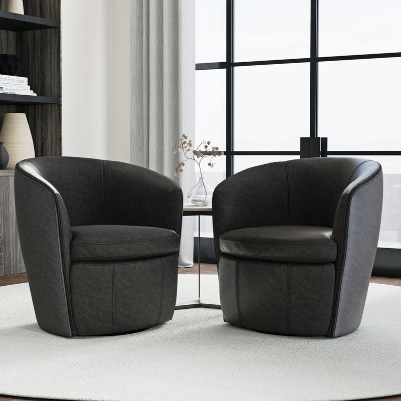 Parker Living Barolo - Vintage Slate 100% Italian Leather Swivel Club Chair